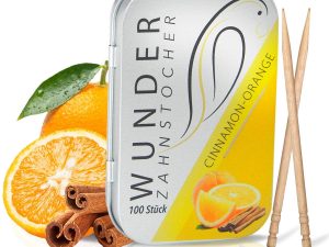 Wunderzahnstocher-Orange/Zimt Metallbox (100 Stück)