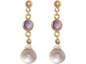 GEMSHINE Ohrringe mit Amethysten, violett und lila Edelstein Tropfen. Hochwertig vergoldete Ohrhänger. Made in München / Deutschland. Im eleganten Schmucketui geliefert. Auch als SET mit Halskette.