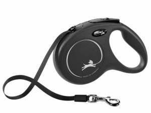 FLEXI Rollleine New CLASSIC Gurt - 5m, bis 25kg - Schwarz