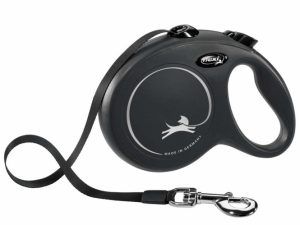 FLEXI Rollleine New CLASSIC Gurt - 5m, bis 50kg - Schwarz