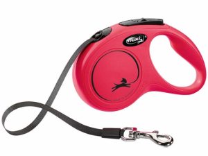 FLEXI Rollleine New CLASSIC Gurt - 5m, bis 15kg - Rot