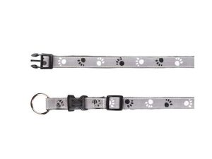 Trixie Halsband Silver Reflect - Pfotenmotiv - 35-55cm / 20mm