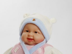 Teddyohrmütze "Jan" hellblau/weiß Gr. 46/48