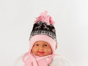 Norwegermütze "Rentier" rosa/schwarz  Gr. 42/44