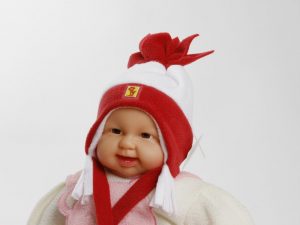 Wintermütze "Sternchen" rot/weiß  Gr. 54/56