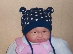 Neugeborenenmütze "Sternengucker" blau/weiß  Gr. 38/40