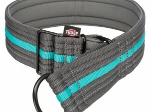 Trixie Fusion Zug-Stopp-Halsband, extra breit - grafit/ozean - 38-48 cm/45 mm