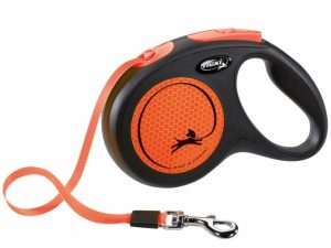 Flexi New Classic Neon Gurt-Roll-Leine - M / Orange