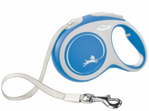 FLEXI Rollleine New COMFORT Gurt - 5m, bis 60kg - blau