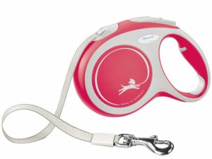 FLEXI Rollleine New COMFORT Gurt - 5m, bis 60kg - rot