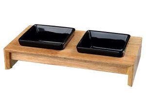 Trixie Napf-Set Keramik/Holz - 2 x 0,4 l