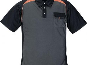 Herrenpoloshirt Gr.M dunkelgrau/schwarz/orange TERRATREND