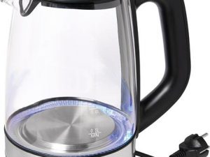 Wasserkocher WK 3501 swg 2200 W schwarz ,2l 1,1kg Glas,VA LED blau EXQUISIT
