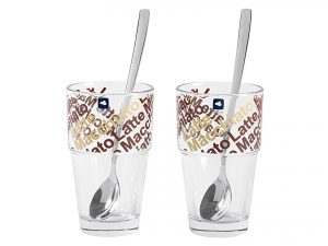 LEONARDO Latte Macchiato Becher 'Café Latte Solo' Set, 4-teilg, 2 x Becher und 2 x Löffel
