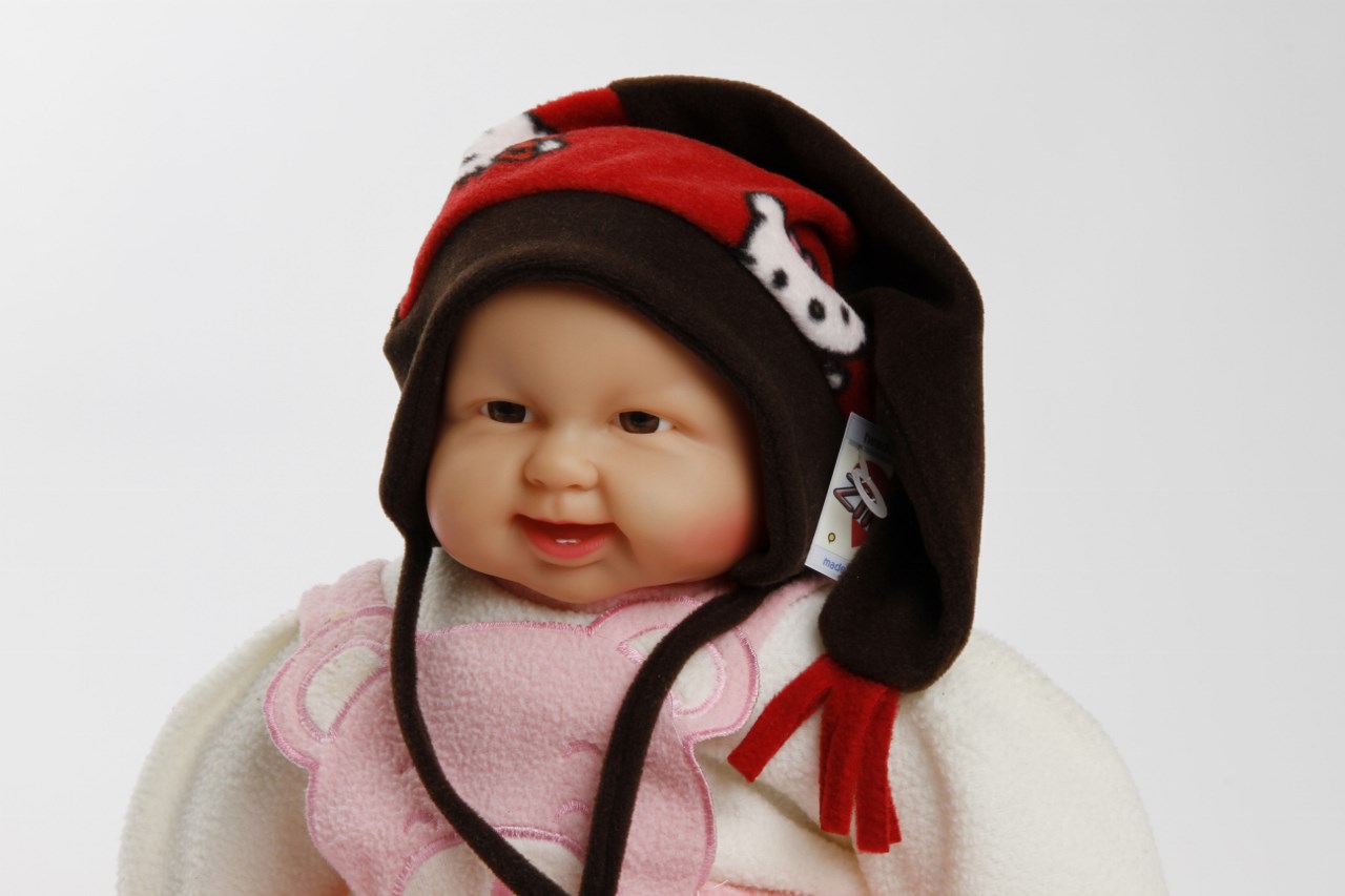 Zipfelmütze "Kitty" rot/braun Gr. 46/48