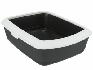 Trixie Katzentoilette Classic mit Rand - dunkelgrau/weiß