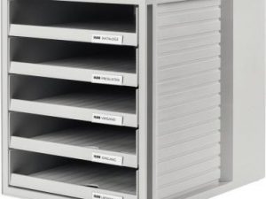 HAN Schubladenbox 1401-11 DIN A4 5Schubfächer PS lichtgrau/lichtgrau