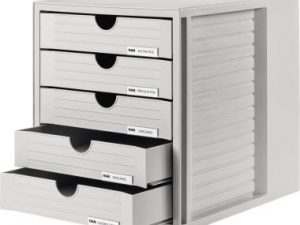 HAN Schubladenbox Systembox 1450-11 DIN C4 5Schubfächer lgr
