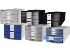 HAN Schubladenbox IMPULS 1012-64 DIN A4/C4 4Fächer geschl. l.gr/t.bl