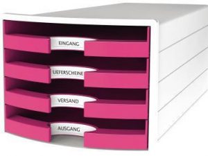 HAN Schubladenbox IMPULS 1013-56 DIN A4/C4 4Fächer offen ws/pi