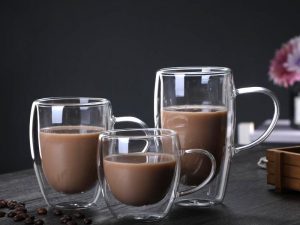 Bdt Doppelwandige Thermoglastasse Tasse, Borosilikatglas, 250 ml, spülmaschinengeeignet