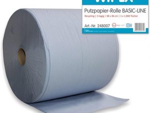 Putztuch Basic-Line L360xB380ca.mm blau 3-lagig 1 Rolle/ VE WIPEX