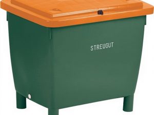 Streugutbehälter L790xB605xH775mm 210l HD-PE grün/orange o.Entnahmerutsche
