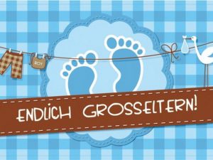 Fußmatte Gallerymatte ''Endlich Großeltern'' blau, 1 Stück